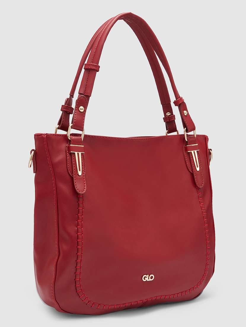 maroon leatherette (pu) handbag - 20355100 - Standard Image - 5