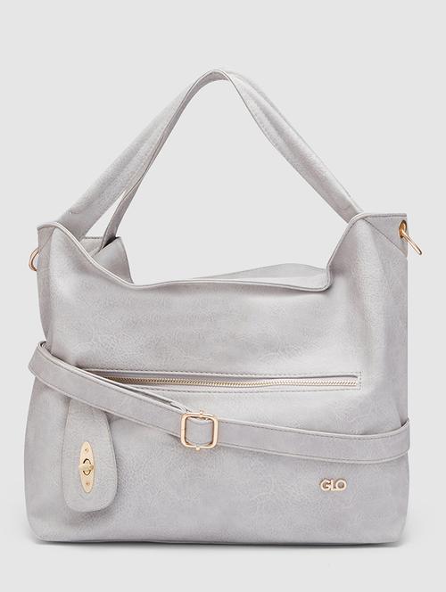 grey leatherette (pu) handbag - 20355104 - Standard Image - 0