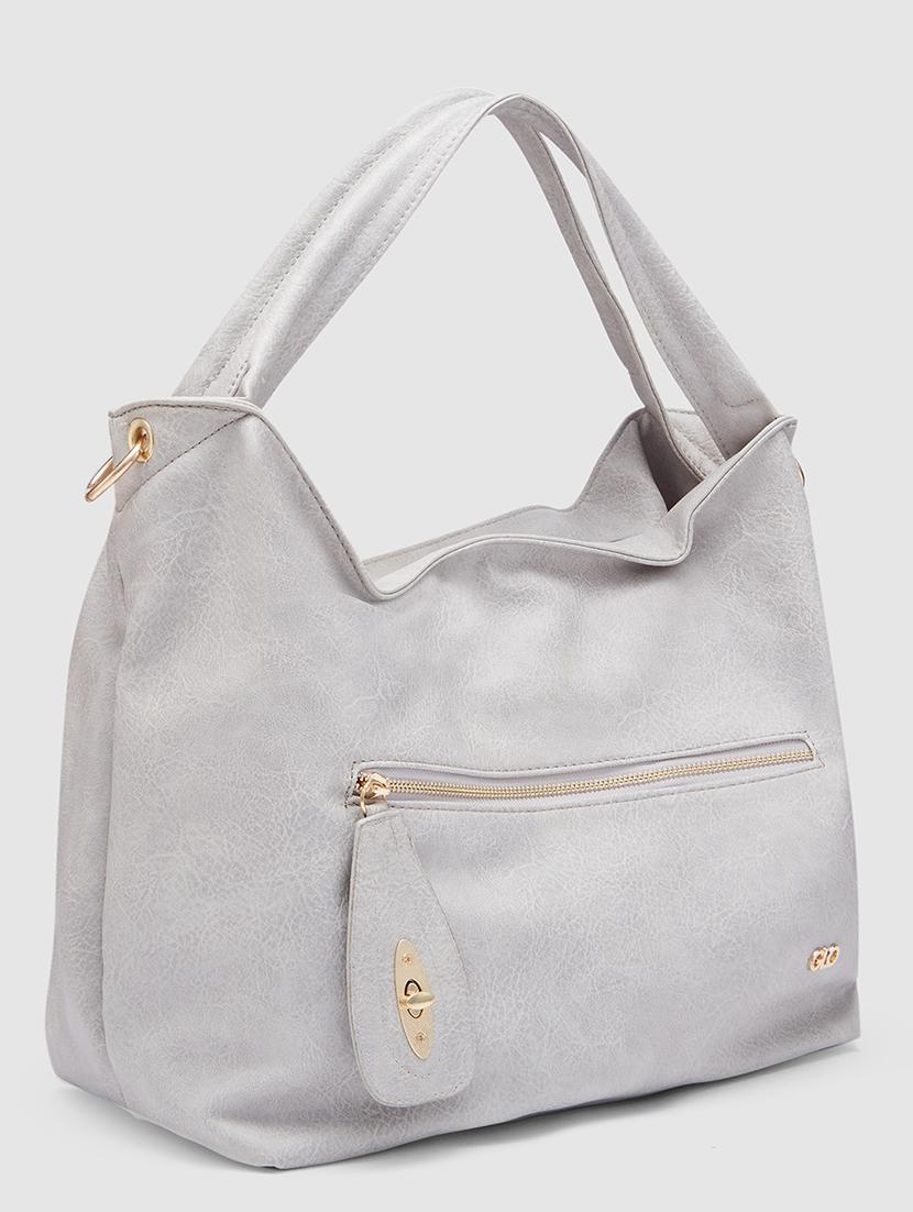 grey leatherette (pu) handbag - 20355104 - Standard Image - 5