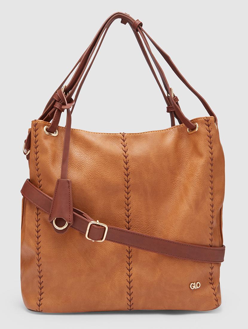 tan leatherette (pu) handbag - 20355106 -  Zoom Image - 0