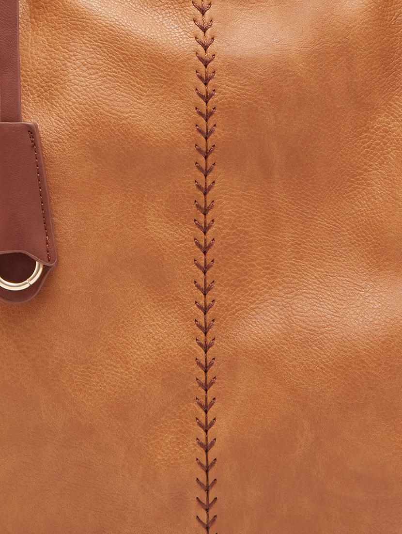 tan leatherette (pu) handbag - 20355106 - Standard Image - 3