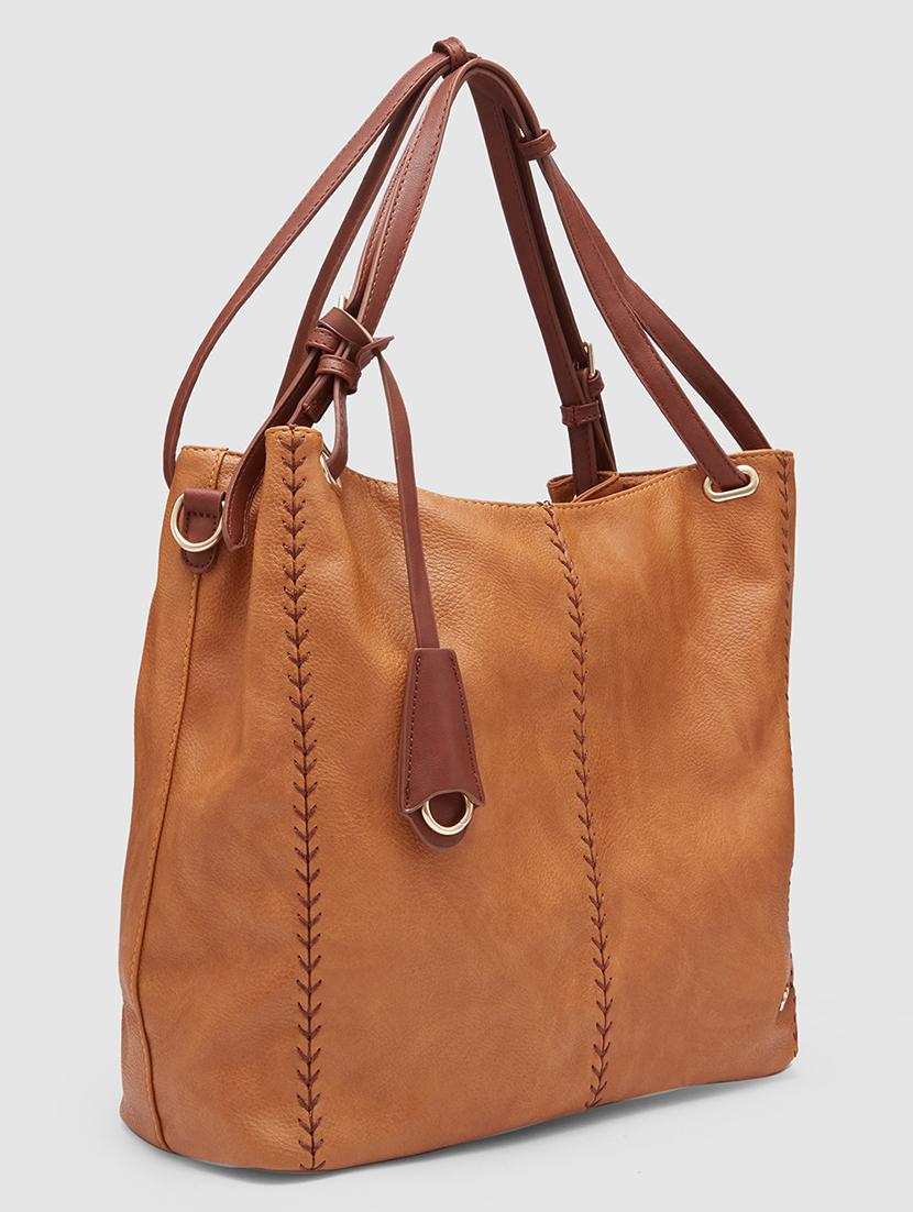 tan leatherette (pu) handbag - 20355106 - Standard Image - 5
