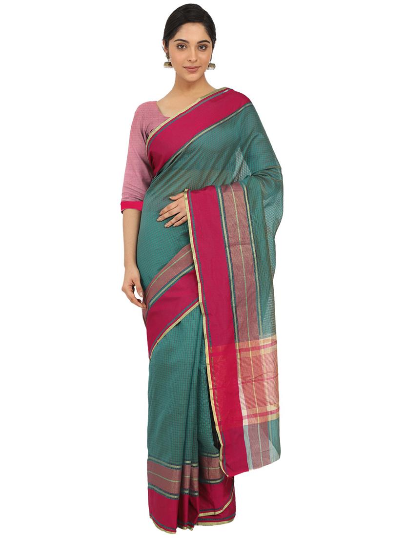 self design handloom saree with blouse - 20358432 - Zoom Image - 0