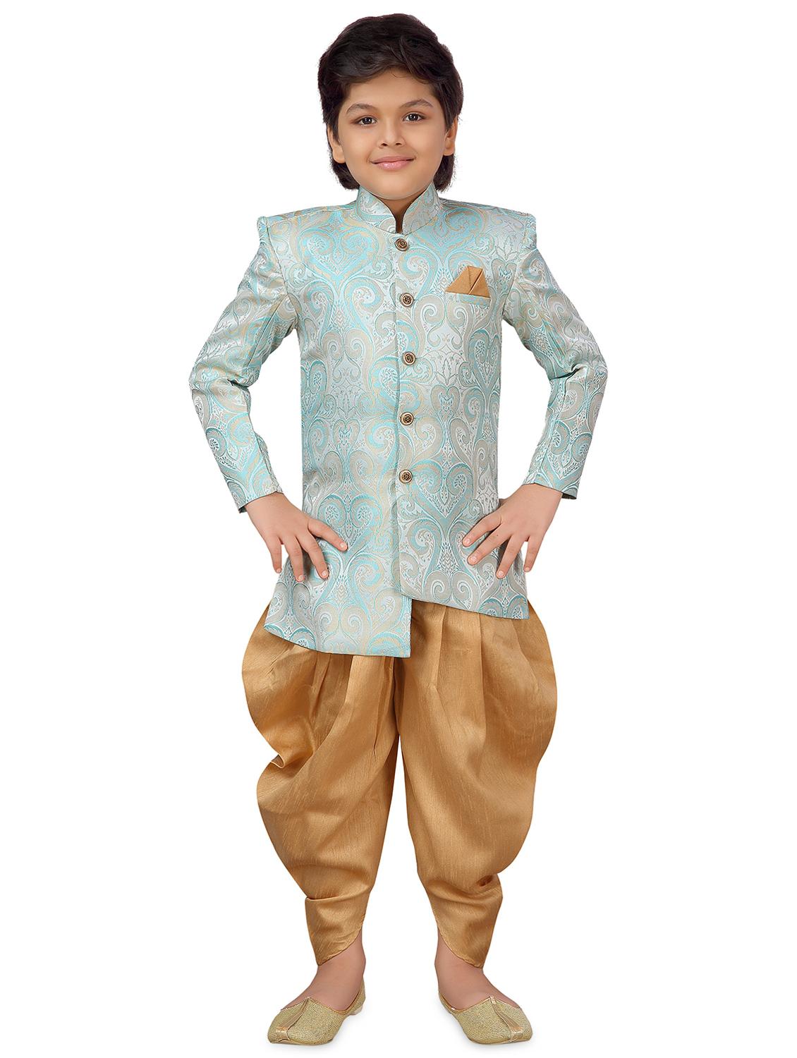 boys silk sherwani dhoti set - 20359007 -  Zoom Image - 0