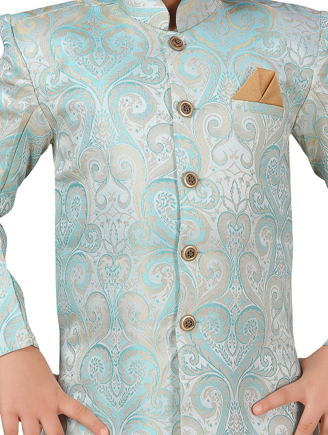 boys silk sherwani dhoti set - 20359007 - Standard Image - 3