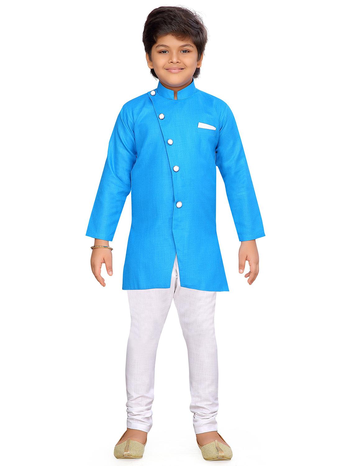 blue cotton sherwani sets - 20359008 - Zoom Image - 0