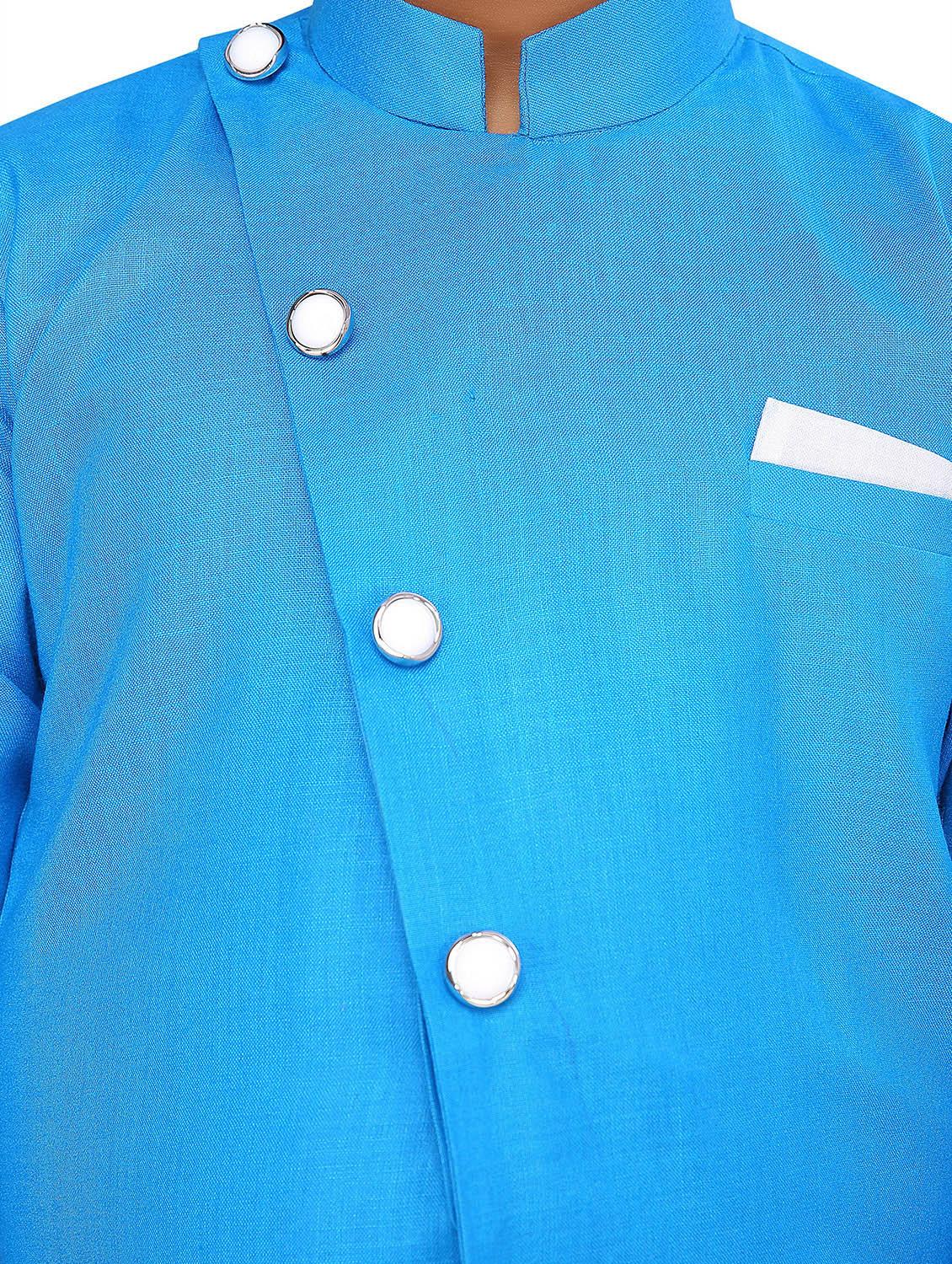 blue cotton sherwani sets - 20359008 - Standard Image - 3