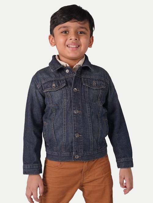 boys cotton blend solid jacket - 20359183 - Standard Image - 0