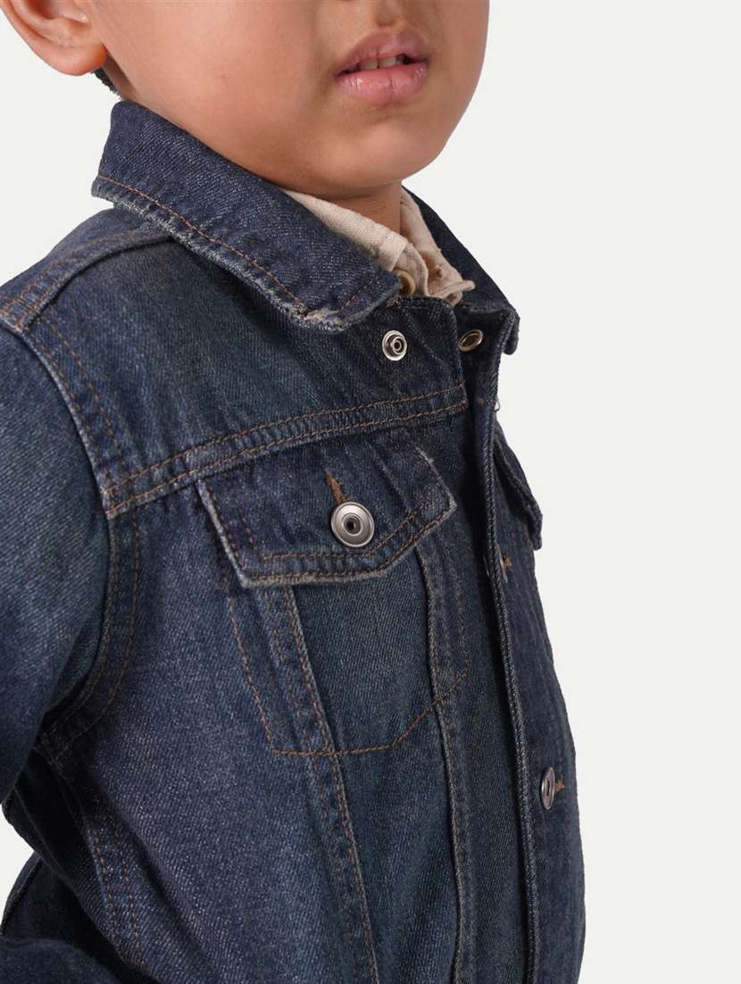 boys cotton blend solid jacket - 20359183 - Standard Image - 3