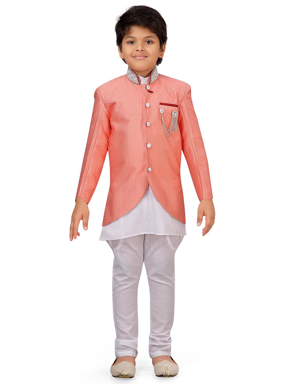 boys silk kurta botton with jacket - 20359611 - Zoom Image - 0