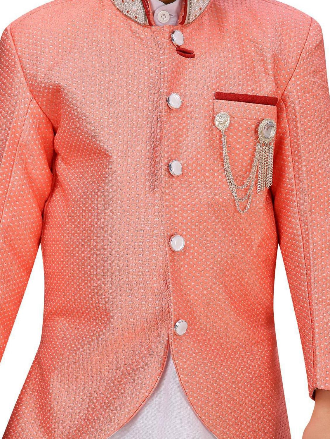 boys silk kurta botton with jacket - 20359611 - Standard Image - 3