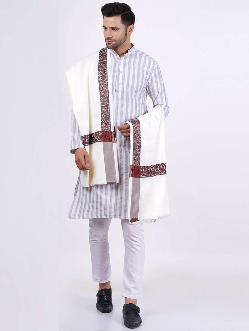 men white self design shawl