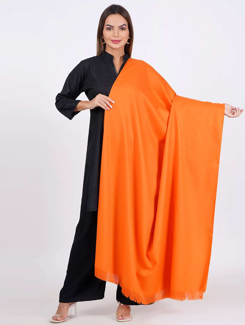 women's solid orange shawl - 20359888 -  Zoom Image - 0