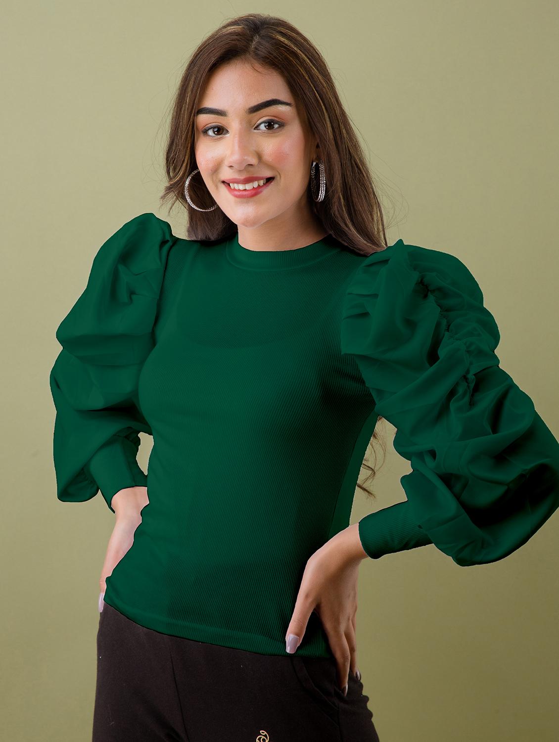 green self design regular top - 20360004 -  Zoom Image - 0