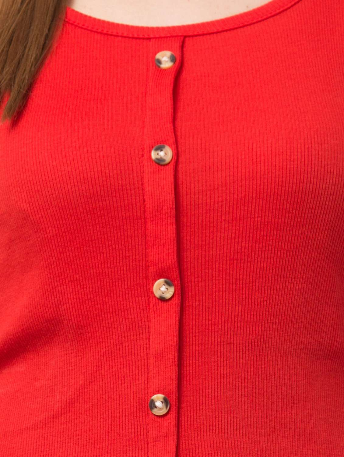 red solid short sleeves regular top - 20360016 -  Standard Image - 3