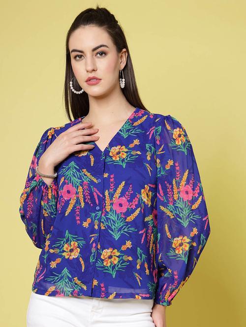 women multi color floral polyester regular shirt - 20360093 - Standard Image - 0