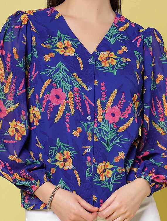 women multi color floral polyester regular shirt - 20360093 - Standard Image - 3