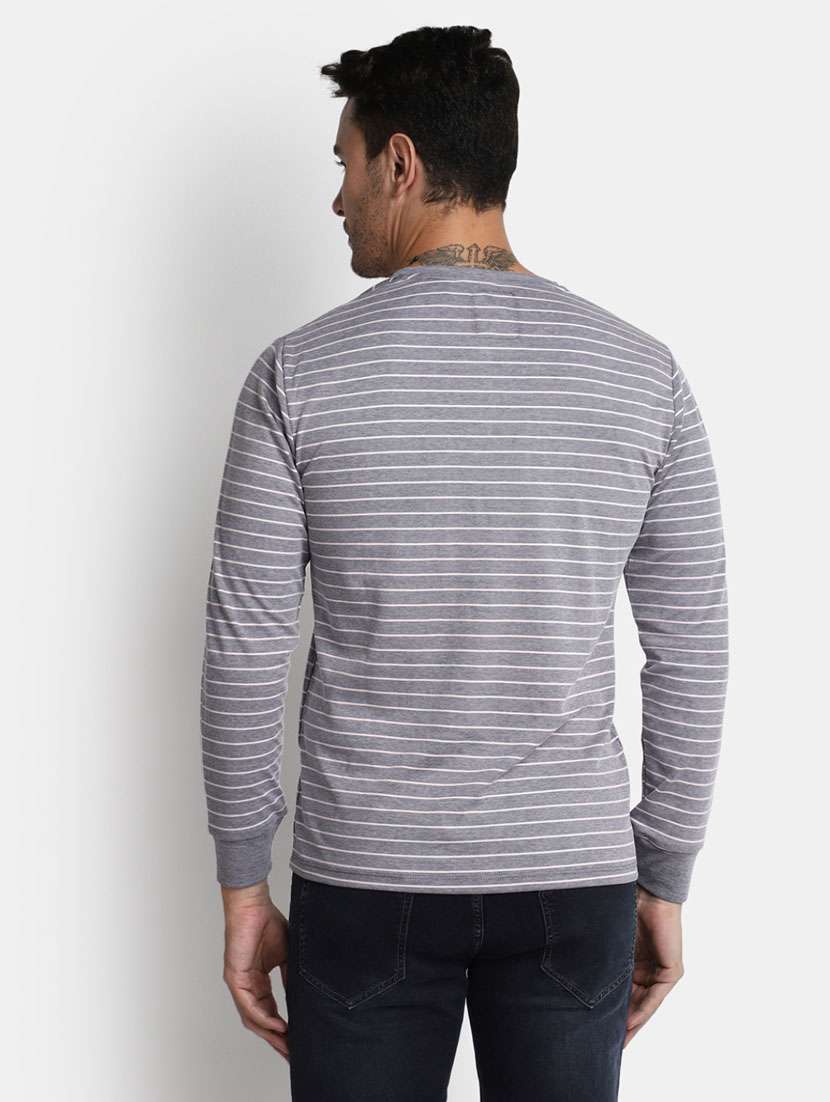 men grey striped cotton t-shirt - 20361496 -  Standard Image - 3