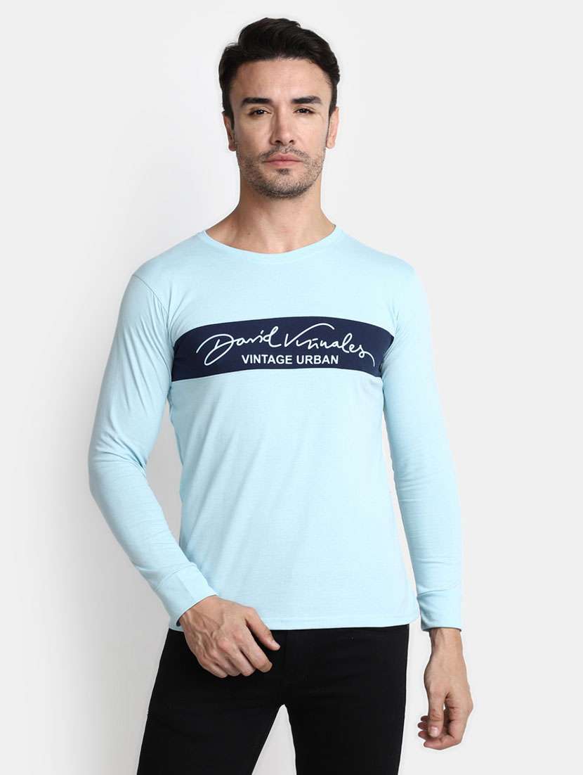 men typography print cotton t-shirt