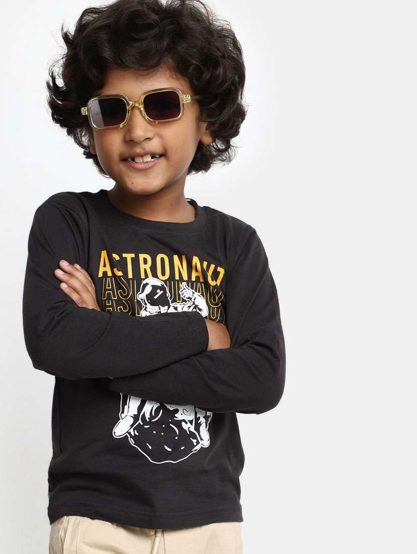 boys multi color graphic print cotton blend t-shirt