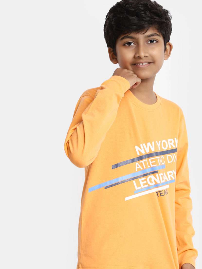boys orange graphic print cotton blend t-shirt - 20361574 -  Standard Image - 3