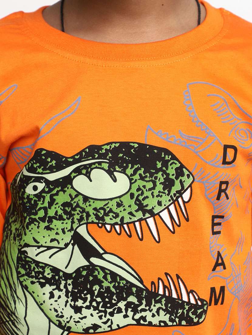 boys orange round neck cotton t-shirts - 20361676 -  Standard Image - 5