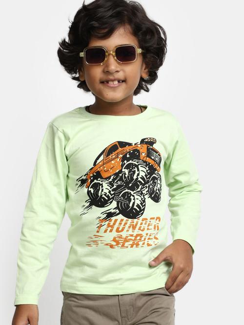 boys light green graphic print cotton blend t-shirt - 20361678 -  Standard Image - 0
