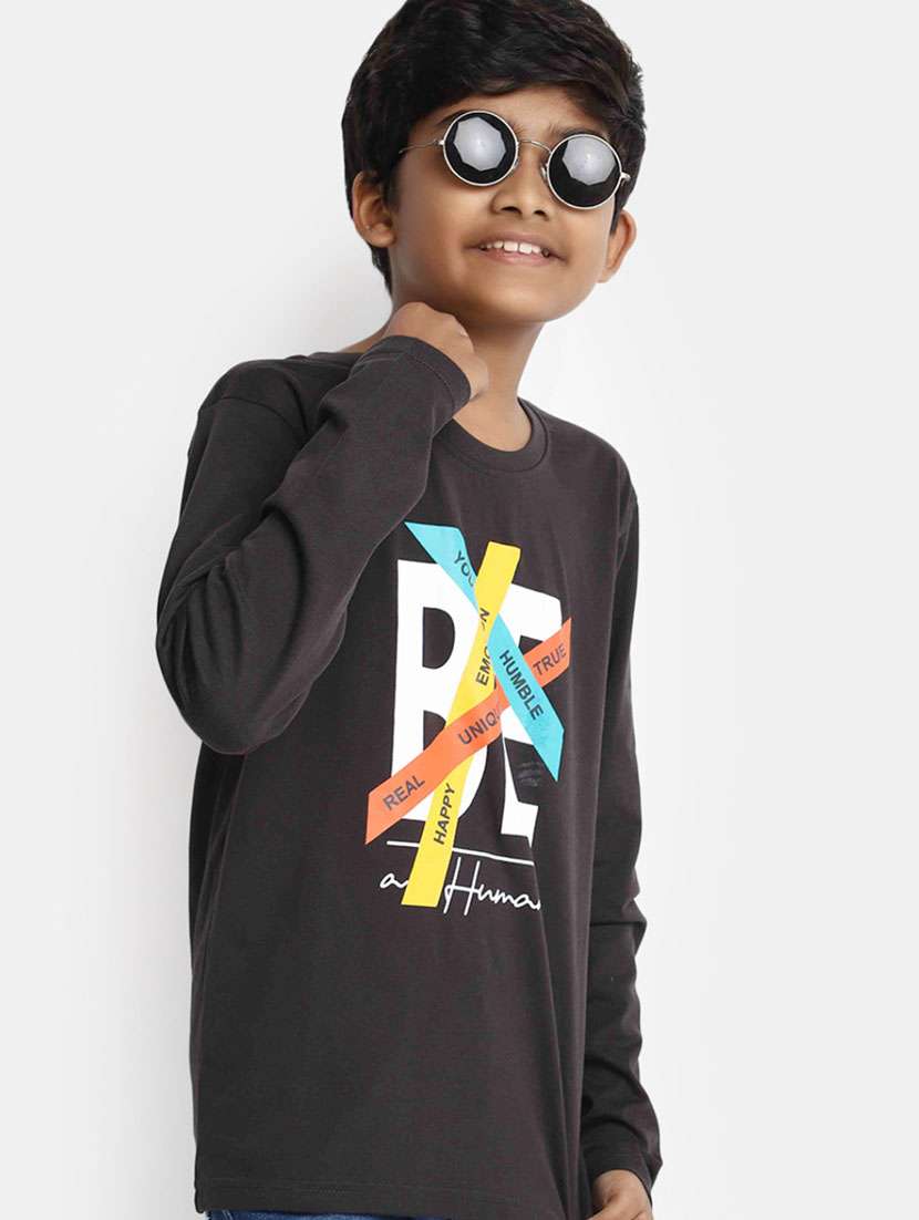 boys black round neck t-shirts - 20361691 -  Standard Image - 3