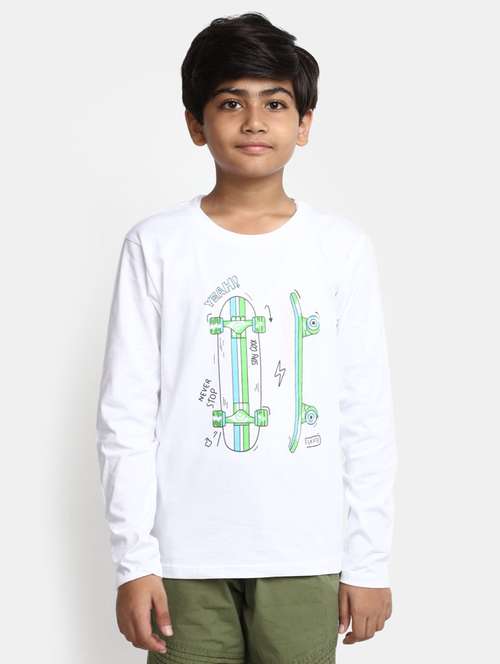 boys white round neck t-shirts - 20361692 -  Standard Image - 0