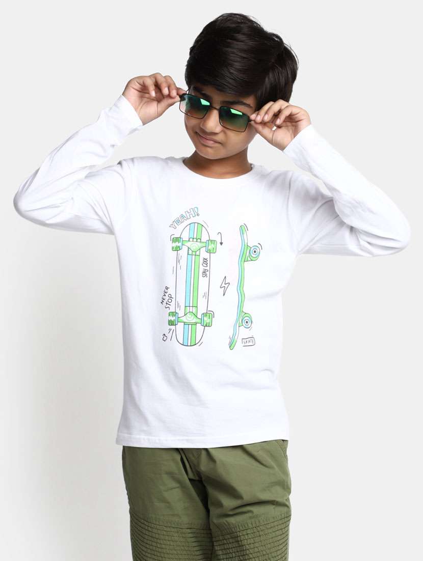 boys white round neck t-shirts - 20361692 - Standard Image - 3