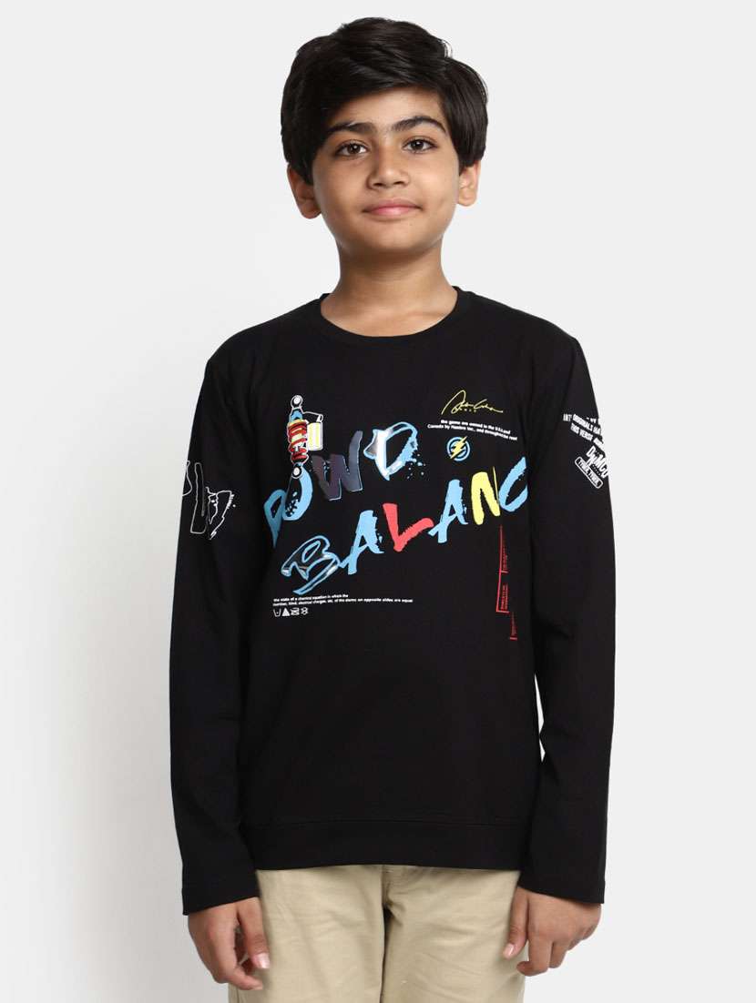 boys black round neck t-shirts