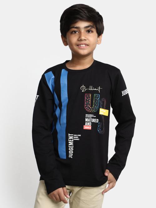 boys graphic black cotton t-shirt - 20361703 - Standard Image - 0