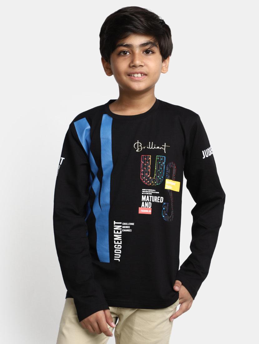 boys graphic black cotton t-shirt - 20361703 - Zoom Image - 0