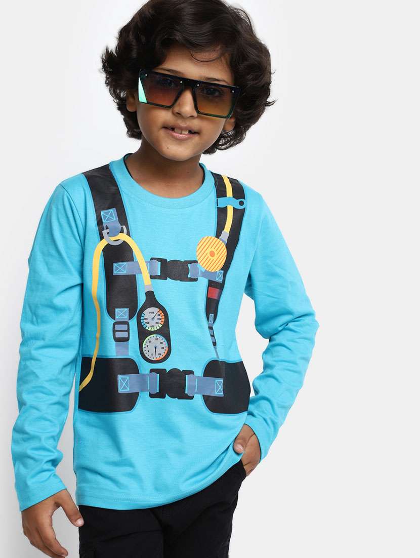 boys light blue round neck t-shirts - 20361712 -  Standard Image - 3
