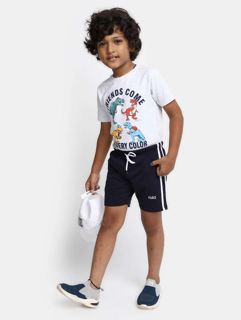 Boys Blue Solids Three Fourth Shorts - 20361744 -  Standard Image - 3