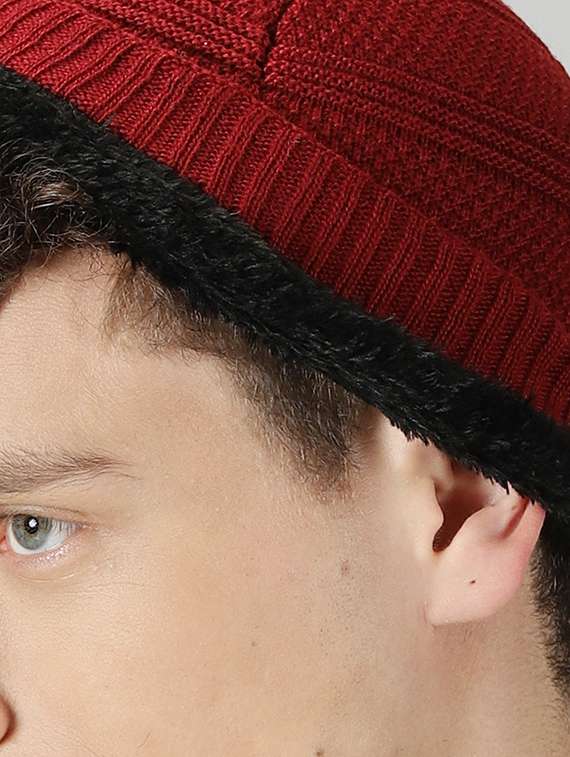 ausk men's solid winter cap - 20361865 -  Standard Image - 3
