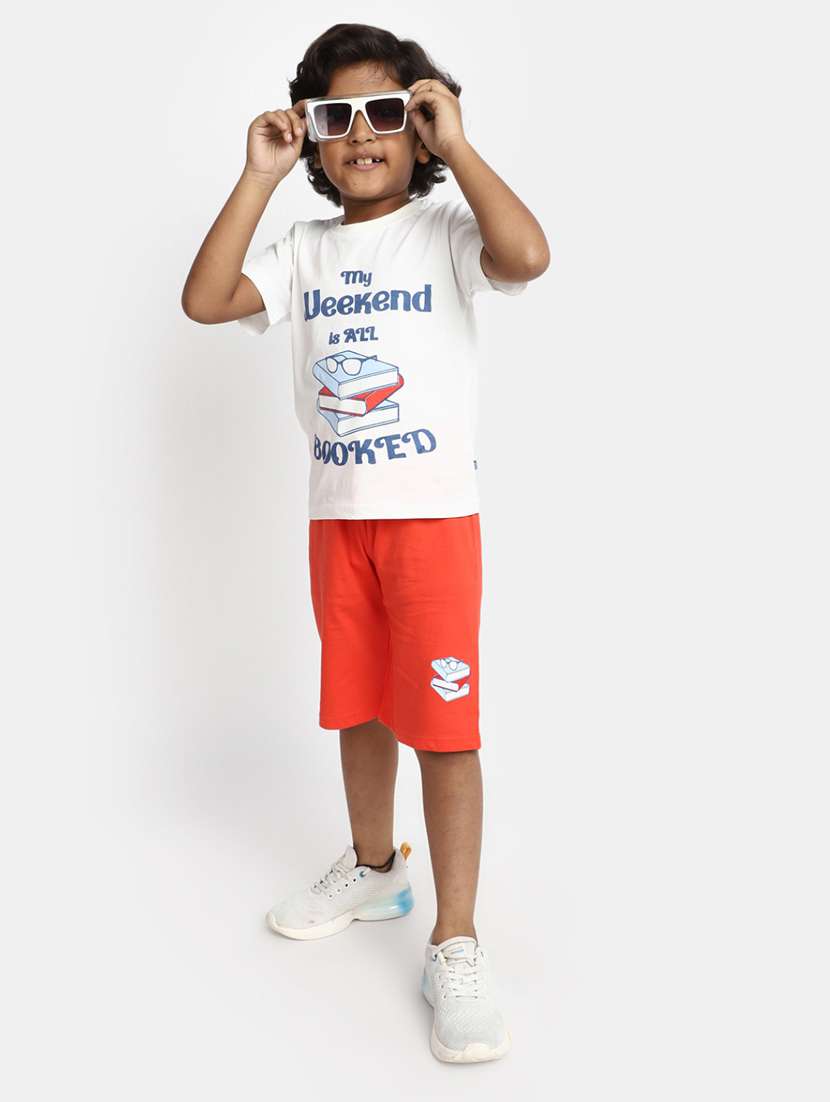 Boys Typographic Printed Shorts Set - 20362044 -  Standard Image - 3