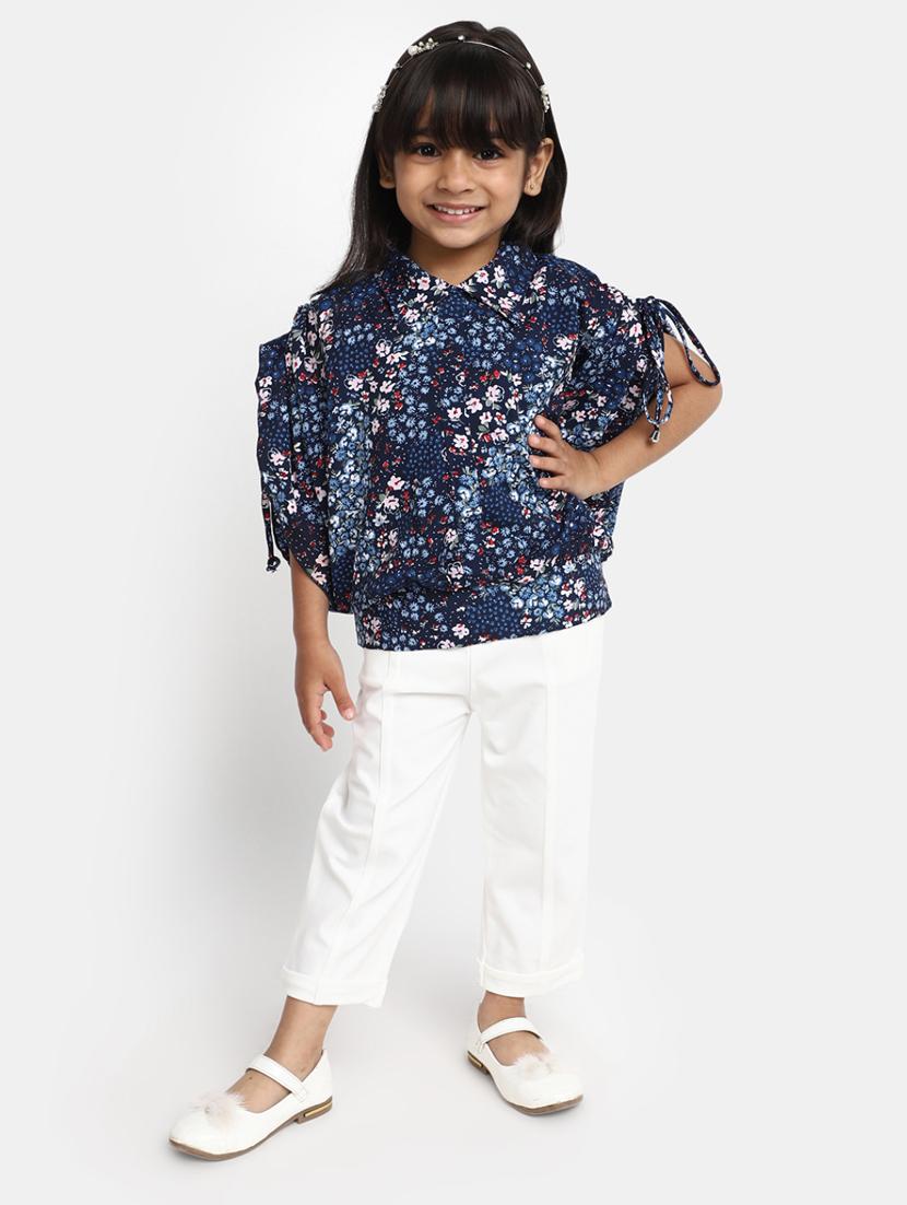kids blue floral printed top & jeans set - 20362083 -  Zoom Image - 0