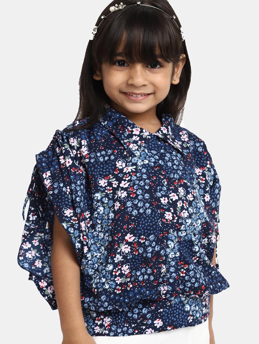 kids blue floral printed top & jeans set - 20362083 - Standard Image - 3