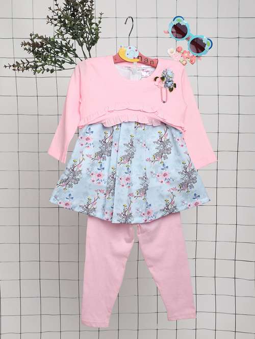 girls pink & blue polyester twin set - 20362087 - Standard Image - 0