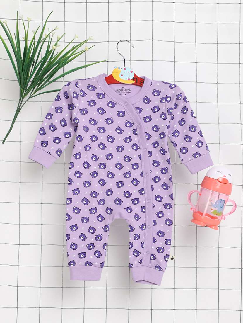 kids purple quirky printed romper