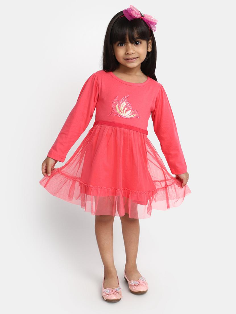 girls round neck long sleeves frock