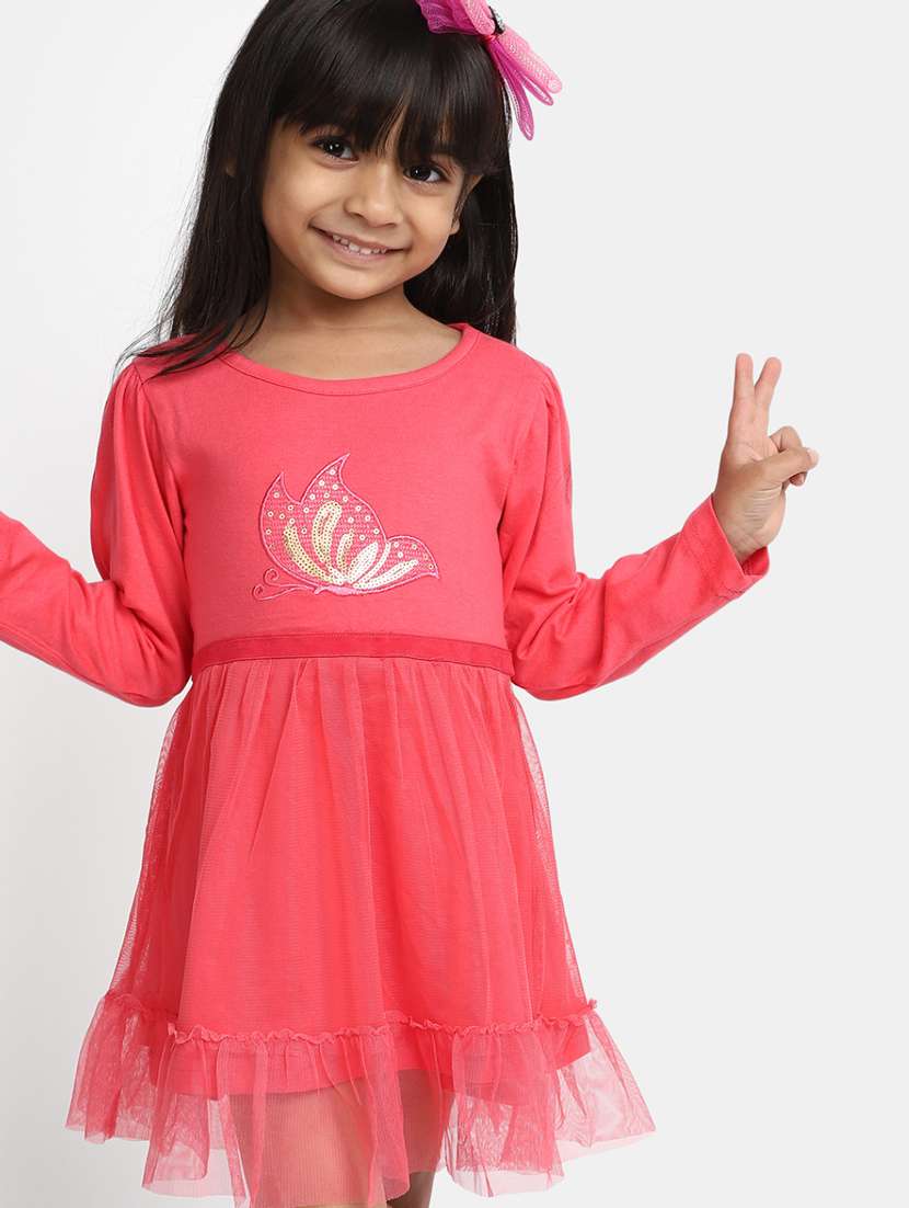 girls round neck long sleeves frock - 20362306 -  Standard Image - 3