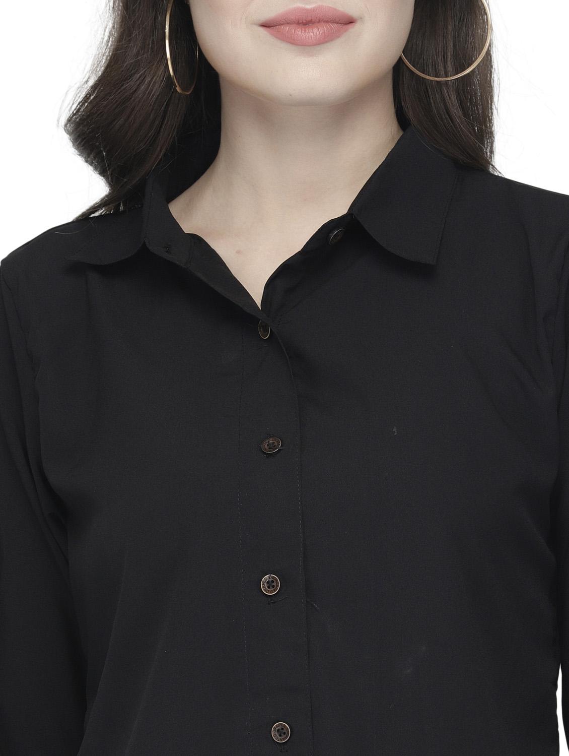 women black crepe regular shirt - 20362323 - Standard Image - 5