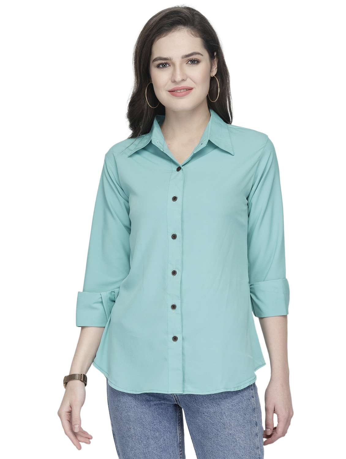women ai aqua crepe regular shirt