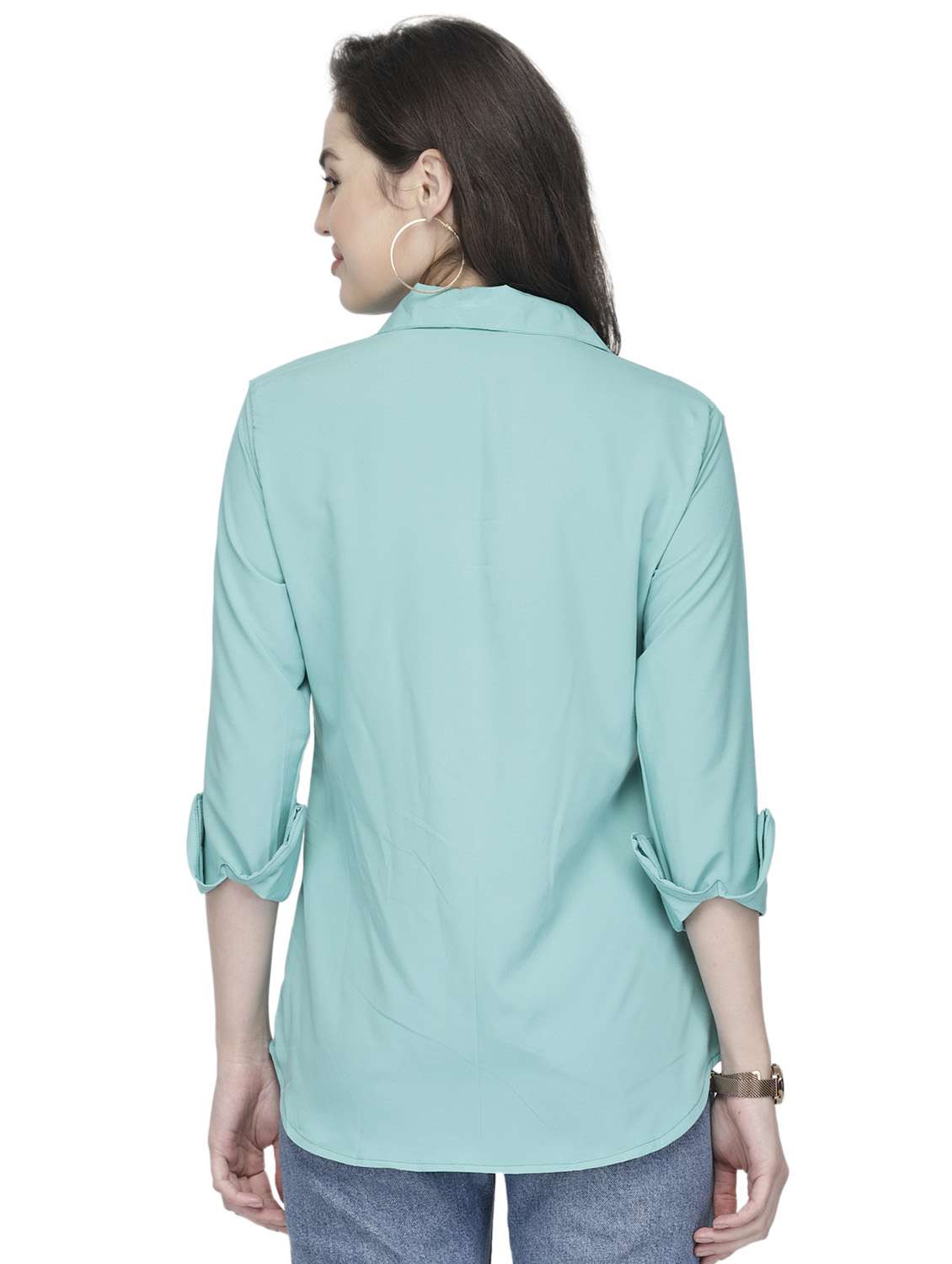 women ai aqua crepe regular shirt - 20362326 -  Standard Image - 3