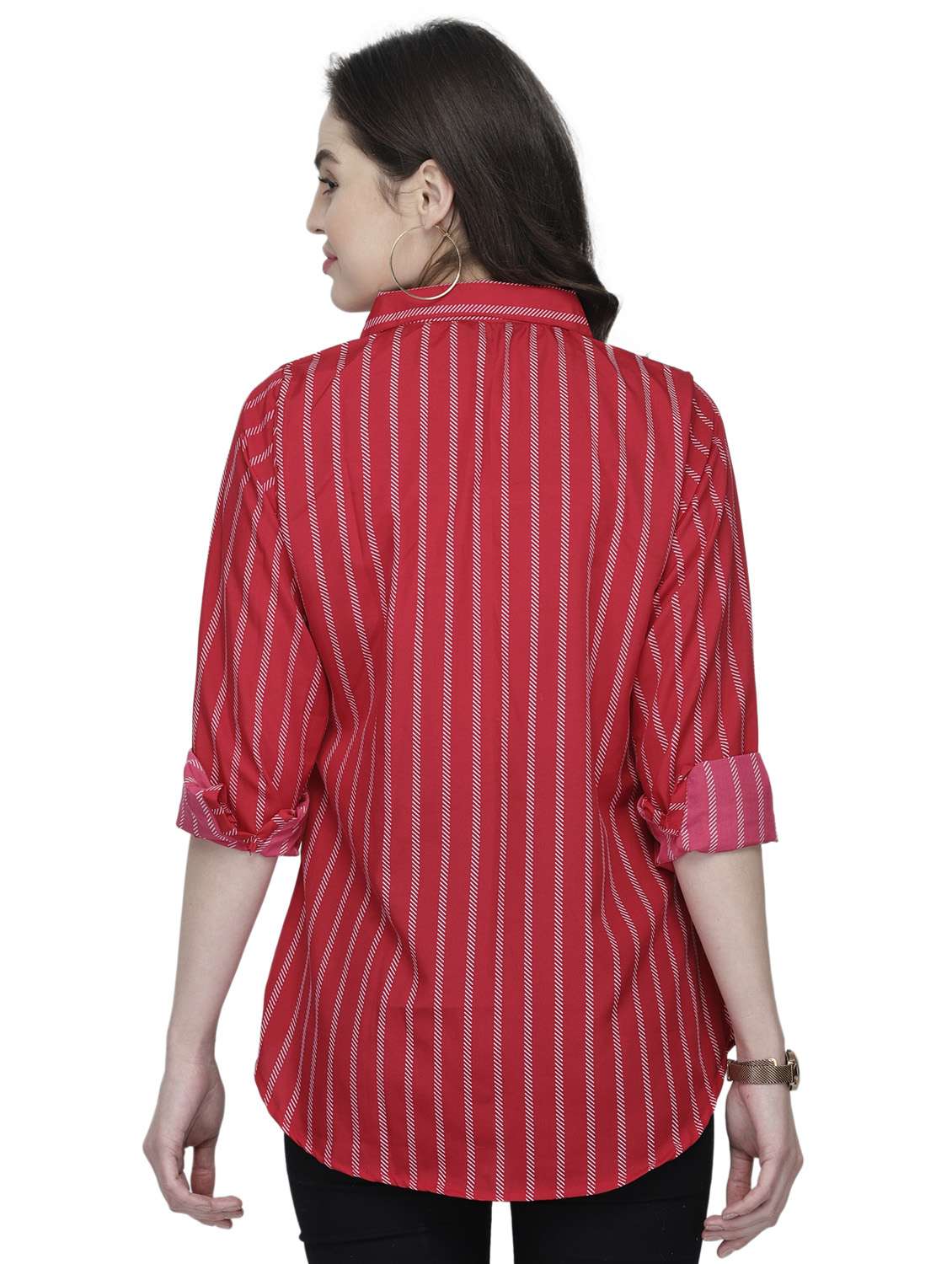 women red crepe regular shirt - 20362328 -  Standard Image - 3