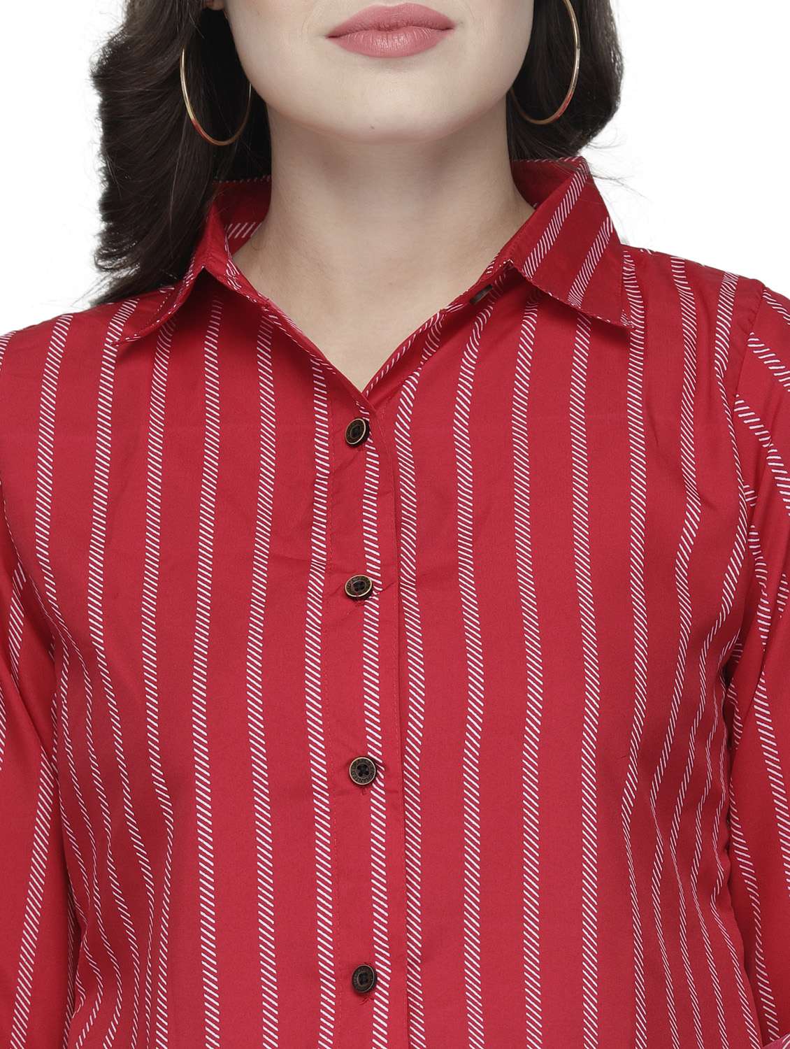 women red crepe regular shirt - 20362328 -  Standard Image - 5