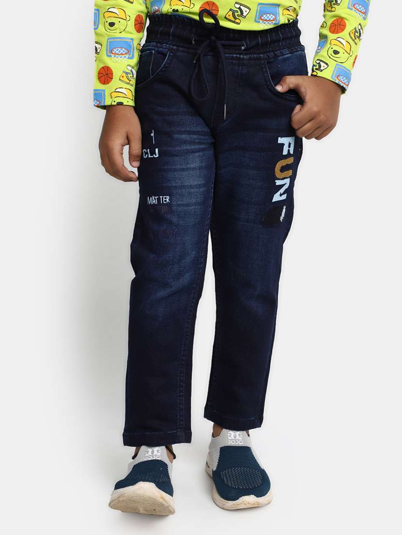 boy's patched slim fit jeans