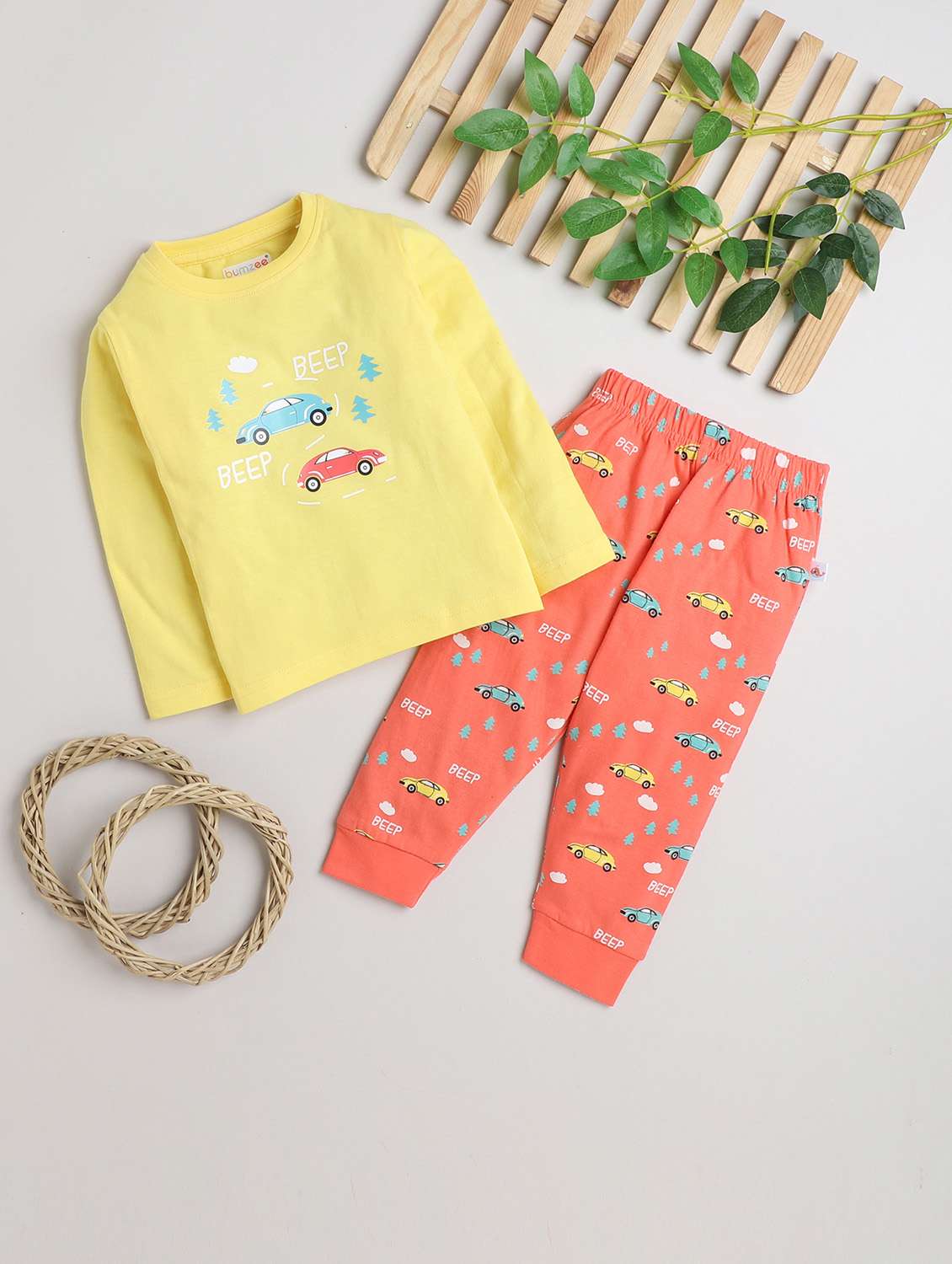 yellow quirky print pyjama nightwear set